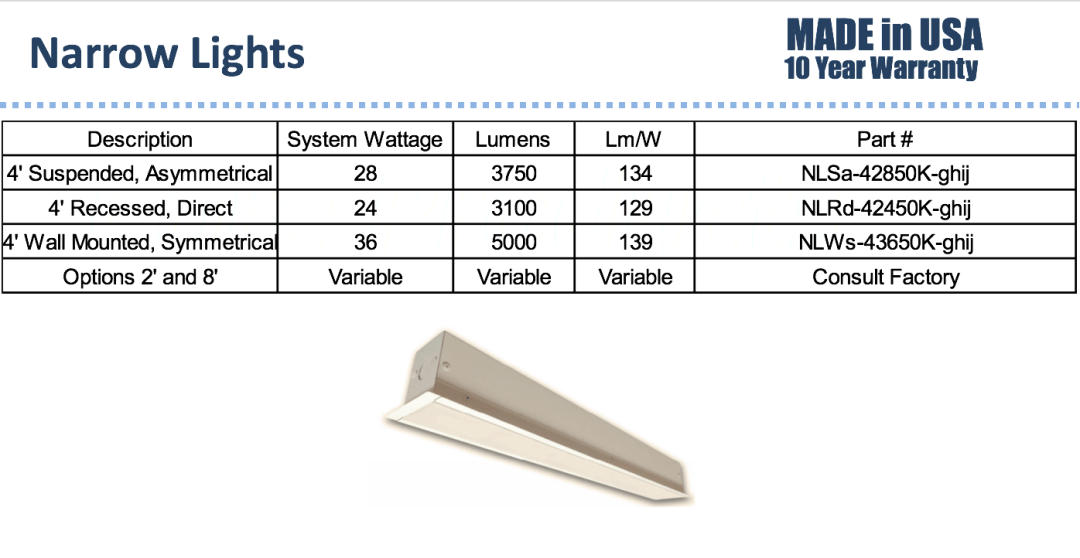 Narrow light table